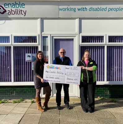 Cheque being presented by ASDA Portsmouth Community Champion, Danielle Dean