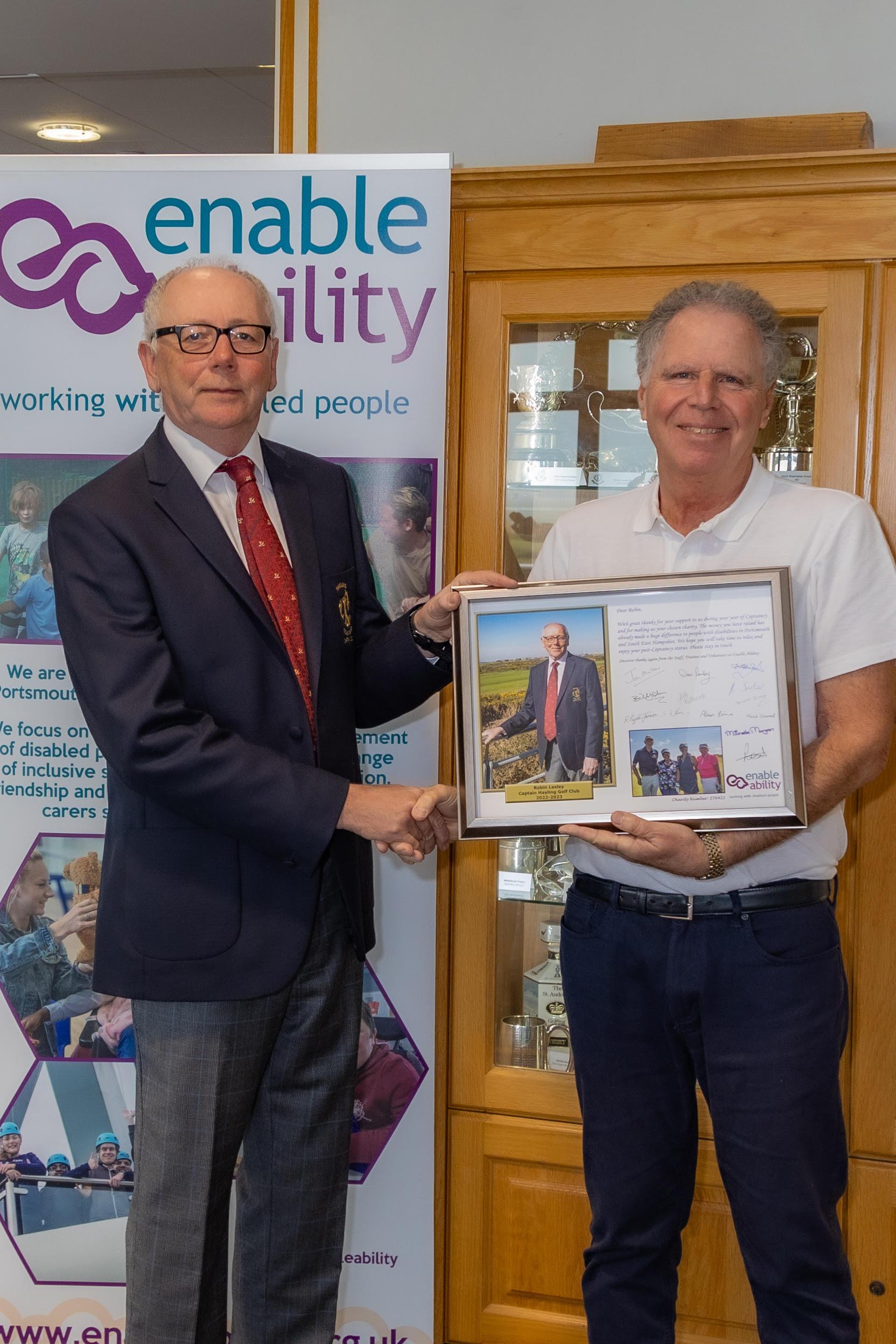 A Swing for Charity Hayling Golf Club Donation Enable Ability